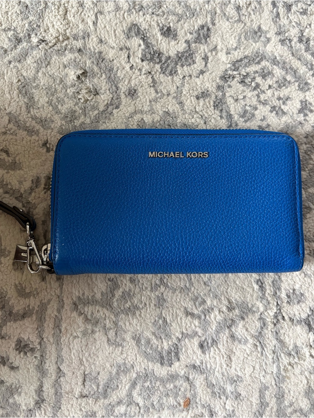 Michael Kors Electric Blue Zip-Around Leather Wristlet Wallet